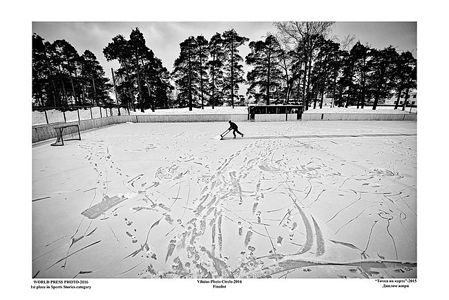 The "Hockey in Vetluga" series took 1st place in the "Sports Stories" category at World Press Photo 2016, and also became a finalist of the Vilnius Photo Circle 2016 festival and a laureate of the Russian competition "Point on the Map" 2016.