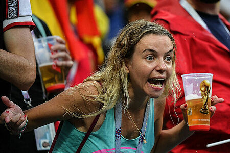 Spain fan react to your team’s lose at the World Cup Round of 16 soccer match between Spain and Russia at the Luzhniki stadium in Moscow, Russia, July 1, 2018.